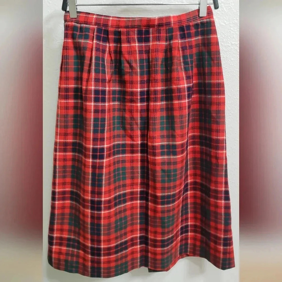 JG Hook| Vintage| 100% Wool Tartan Plaid Scottish Style Midi A-line Kilt Skirt - Picture 4 of 4